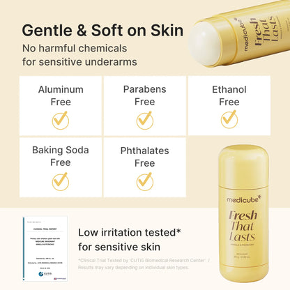 [Medicube] Deodorant Vanilla & Pistachio Fresh That Lasts | 24 Hour Odor Control, No Aluminum, Baking Soda, Parabens, Phthalates, Ethanol | Brightening & Smoothing for Dark Underarms with Kojic Acid & Turmeric | Korean Skincare, K-Beauty